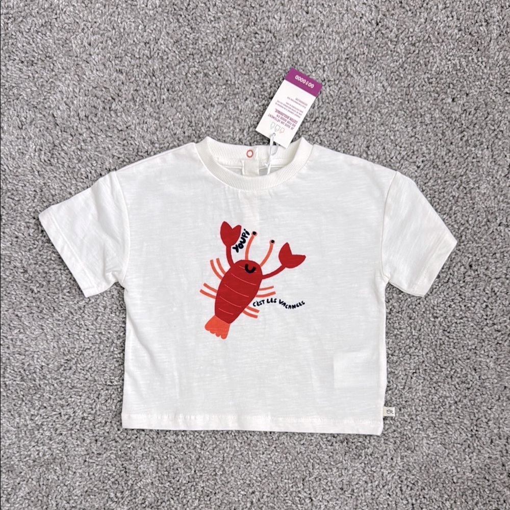NWT Cadet Rousselle Paris French Baby Lobster Short Sleeve Tee Shirt - Size 12M